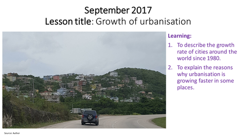 Growth of urbanisation in LICs, MICs and HICs