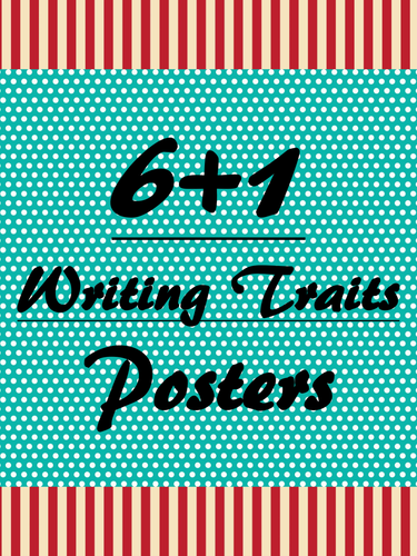 6+1 Writing Traits  Bulletin Board Signs/Posters (Carnival-Themed/Turquoise)