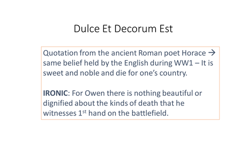 Wilfred Owen 'Dulce et Decorum Est' Annotated