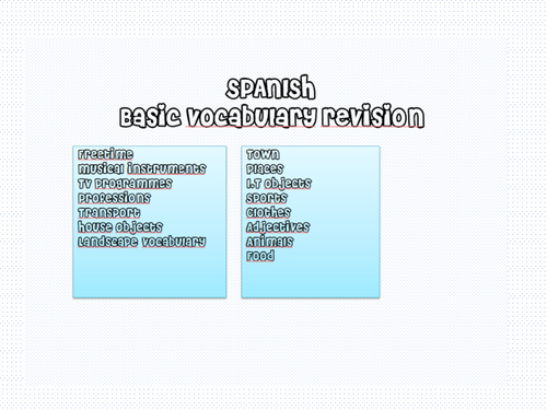 Simple flashcards on basic Spanish & English