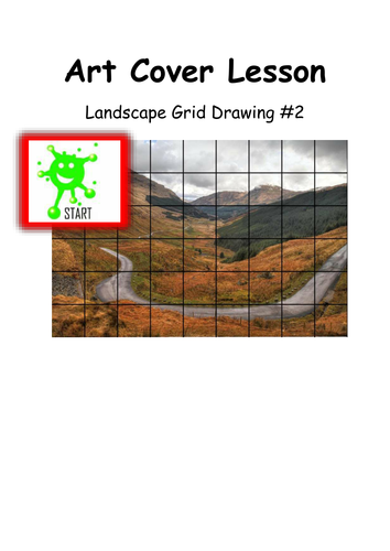 Art Cover Lesson Grid Drawing. Landscapes 2