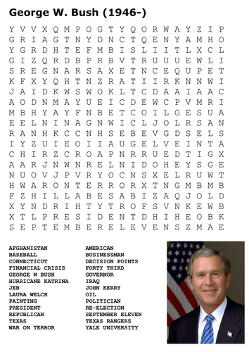 George Bush Word Search and Activities