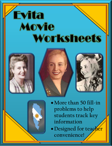 Evita Movie Worksheets -- Cloze (Fill-in) Activity