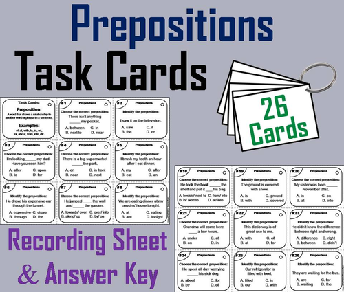 Prepositions Task Cards