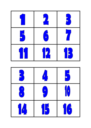 French Bingo Numbers 1-20 and colours