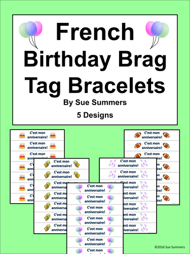 French Birthday Brag Tag Bracelets 5 Designs - Mon Anniversaire