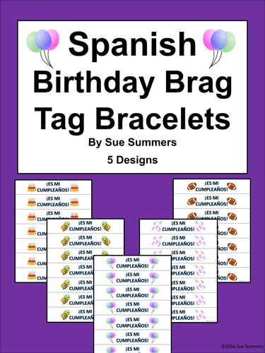 Spanish Birthday Brag Tag Bracelets 5 Designs - Mi Cumpleaños