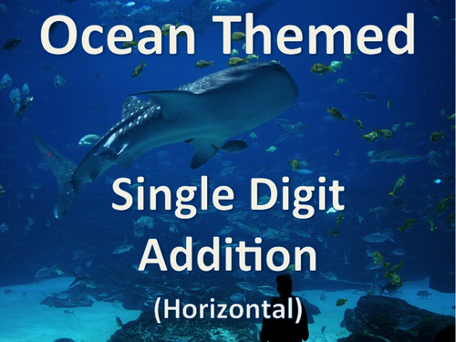 Single Digit Addition - Ocean Animal Worksheets - Horizontal
