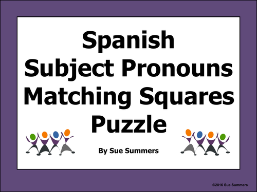 Spanish Subject Pronouns Matching Squares Puzzle - Pronombres Personales