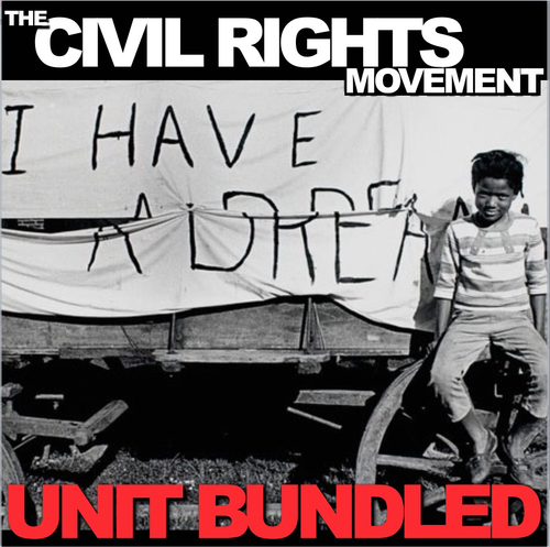 Civil Rights Movement Unit - PPTs w/Video Links, Primary Source Docs, Assessment (U.S. History)