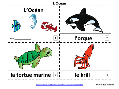 French Ocean Marine Life 2 Emergent Reader Booklets - L'Océan