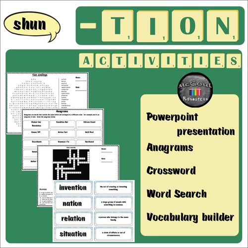 Tion Word Work and Spelling Activities