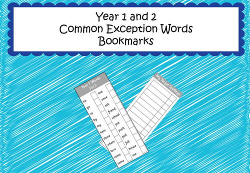 Year 1&2 Common Exception Word Spelling Bookmarks