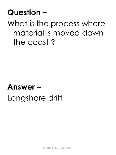 River and coastal processes: Quiz-Quiz-Trade