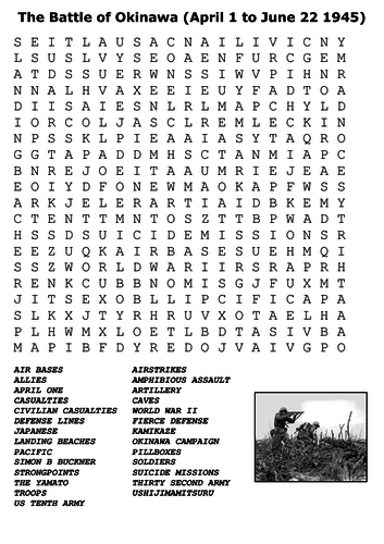 The Battle of Okinawa Word Search