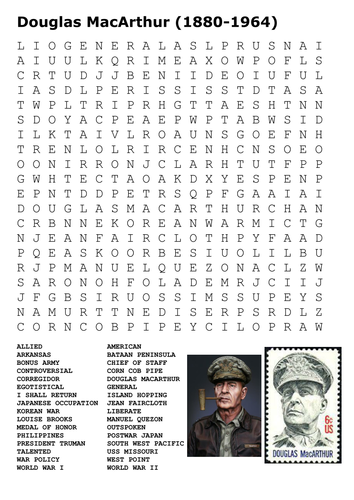 Douglas MacArthur Word Search