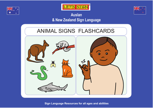 ANIMAL SIGNS FLASHCARDS: Auslan & New Zealand Sign Language (Let's Sign)