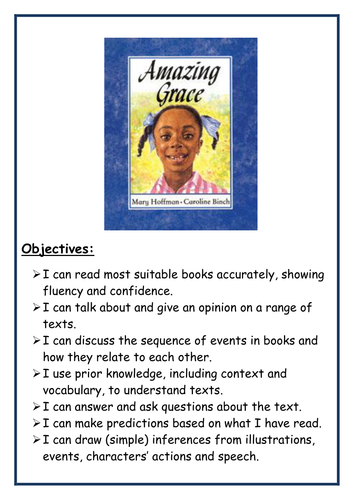 Year 2 English Amazing Grace  ( stories from different cultures) Week 1 Lesson Plans