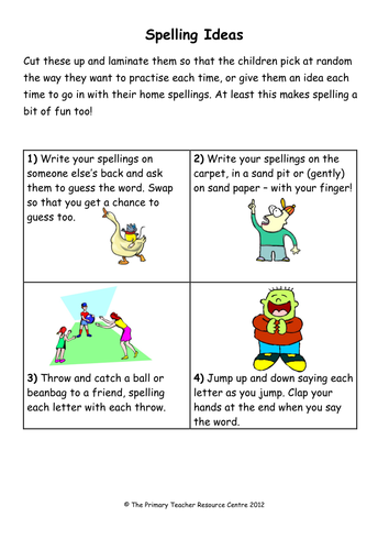 Spelling Ideas Cards