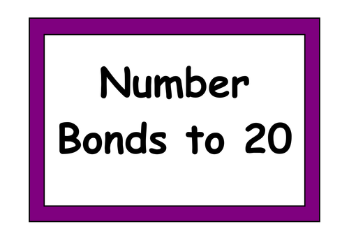 Number Bonds To 20 Display Posters Teaching Resources