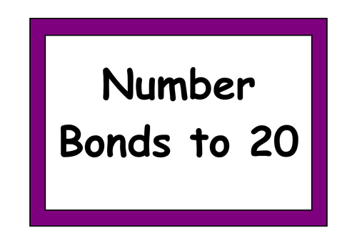 Number Bonds to 20 Display Posters