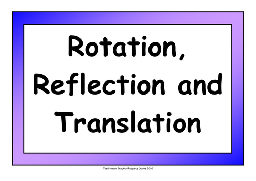 Rotation, Reflection and Translation Poster Display Pack