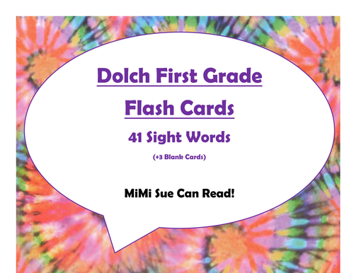 Dolch First Grade Sight Word Flash Cards (Tie Dye with Purple Lettering)