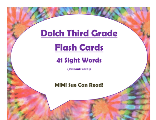 Dolch Third Grade Sight Word Flash Cards (Tie Dye with Purple Lettering)