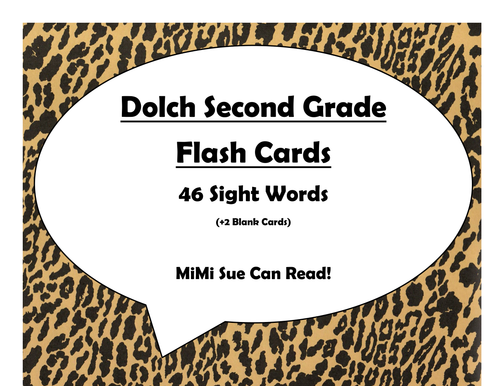 Dolch Second Grade Sight Word Flash Cards (Cheetah/Leopard with Black Lettering)