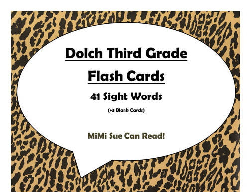 Dolch Third Grade Sight Word Flash Cards (Cheetah/Leopard with Black Lettering)