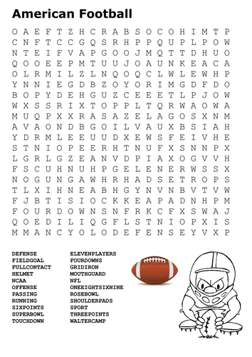 American Football Word Search