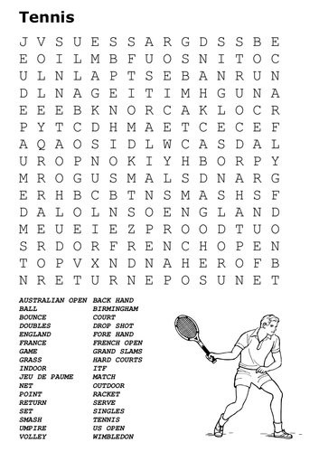 Tennis Word Search