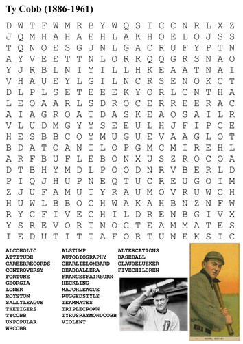 Ty Cobb Word Search
