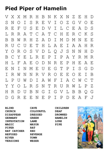 Pied Piper of Hamelin Word Search