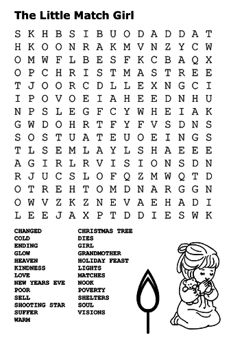 The Little Match Girl Word Search