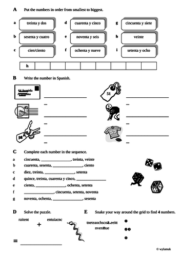 Spanish Numbers Practice 1 -100 +