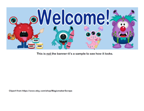Classroom Banner Welcome Silly School Monster Theme Teaching