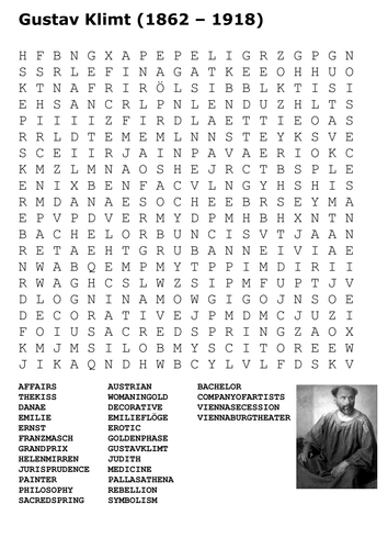 Gustav Klimt Word Search