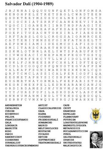 Salvador Dalí Word Search