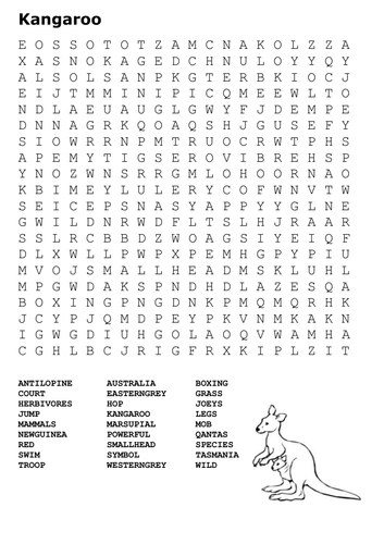 Kangaroo Word Search