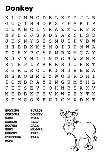 Donkey Word Search