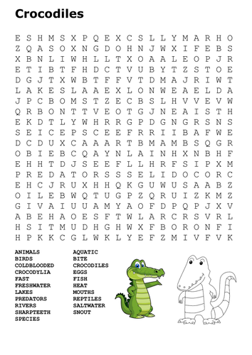 Crocodiles Word Search