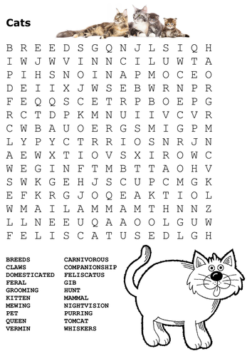 Cats Word Search Teaching Resources