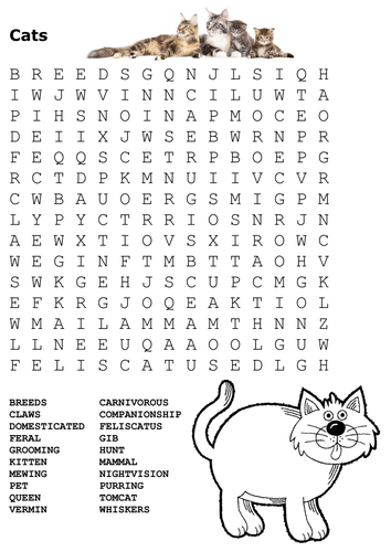 Cats Word Search