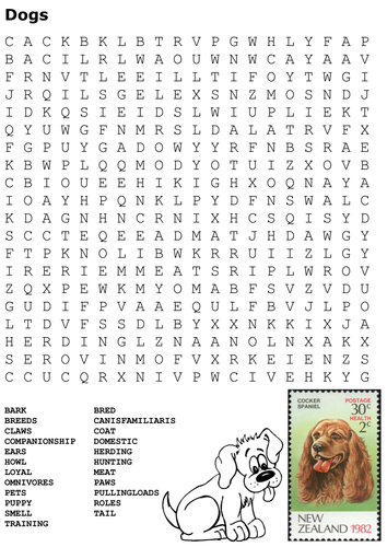 dogs word search teaching resources