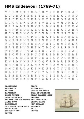 HMS Endeavour Word Search