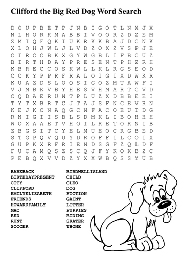 Clifford the Big Red Dog Word Search