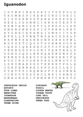 Iguanodon Word Search