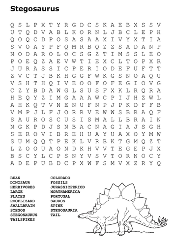 Stegosaurus Word Search