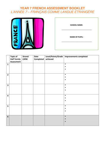 New GCSE KS3 Assessments - Year 7 French
